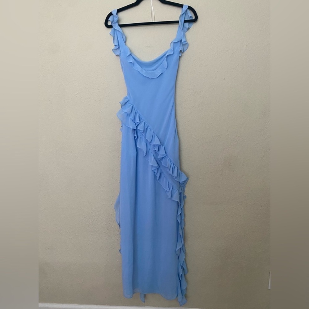 HOUSE OF CB 'Ariela' Soft Blue Ruffle Maxi Dress NWOT size S - Picture 10 of 16